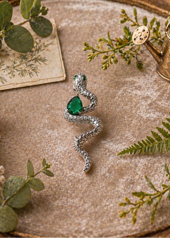 Emerald Serpent Brooch