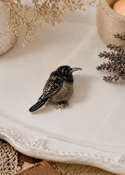 Midnight Sparrow Brooch