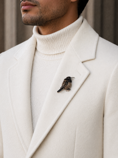 Midnight Sparrow Brooch