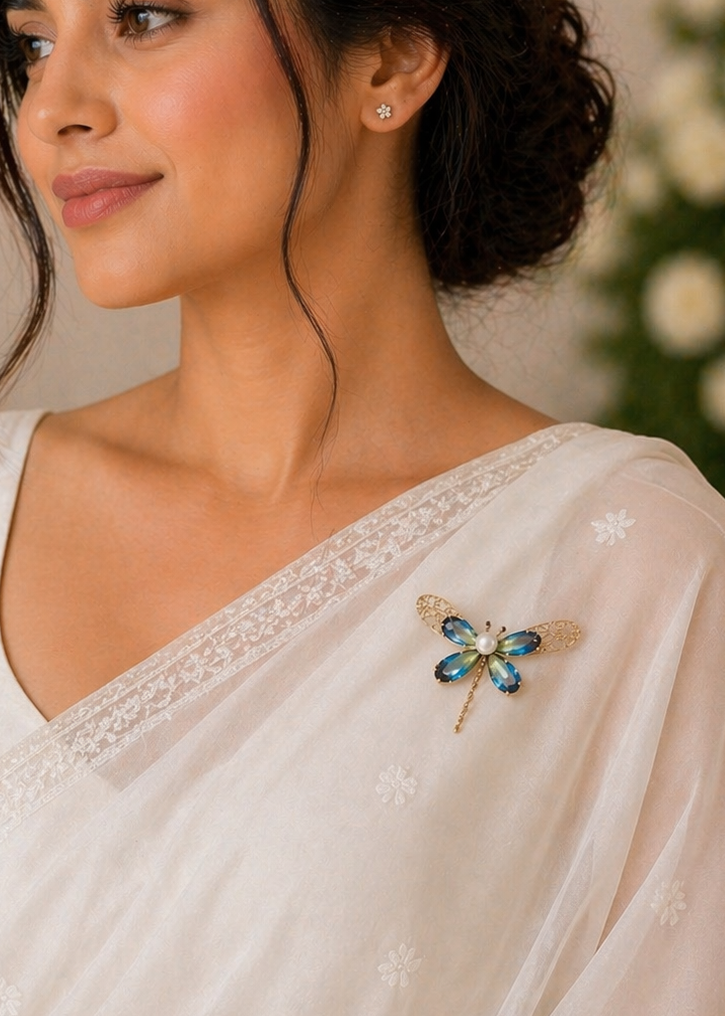 Pearl Dragonfly Brooch