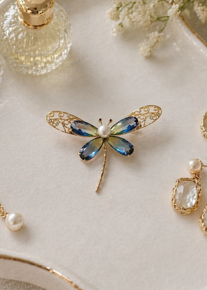 Pearl Dragonfly Brooch