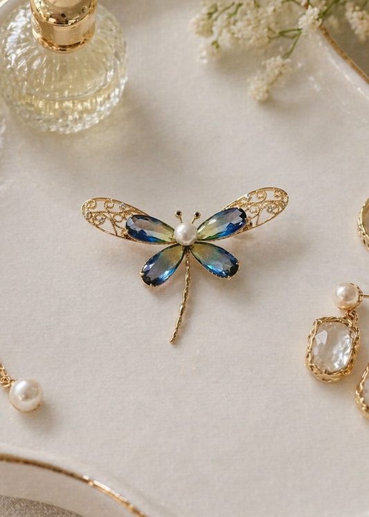 Pearl Dragonfly Brooch