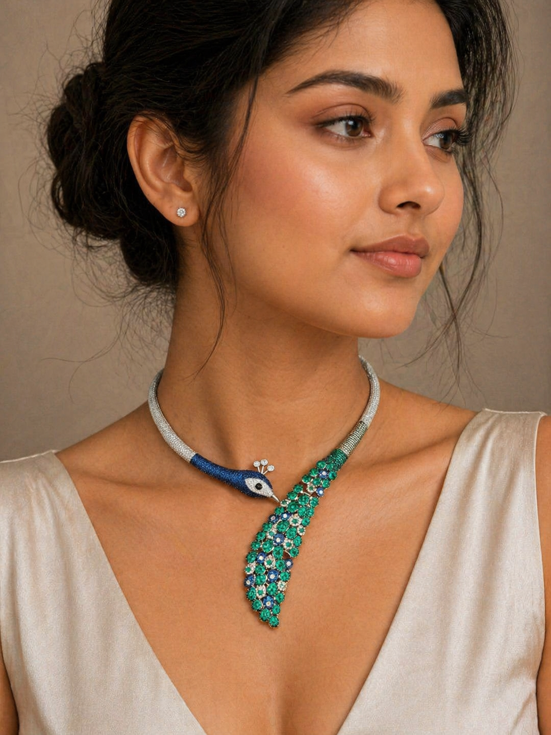 Emerald Peacock Necklace Set