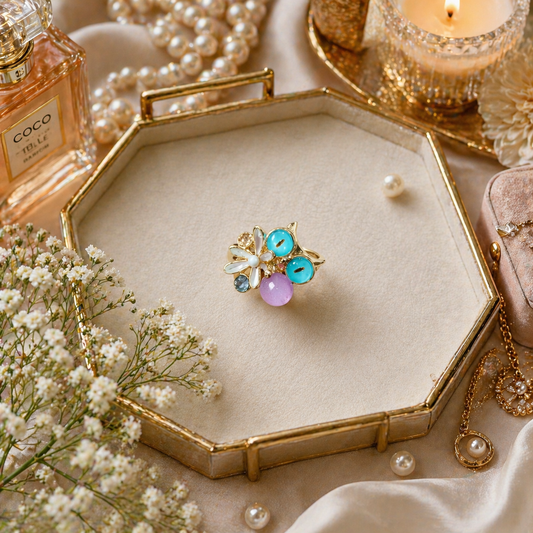 Pastel Owl Charm Ring