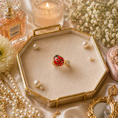 Lucky Ladybug Charm Ring