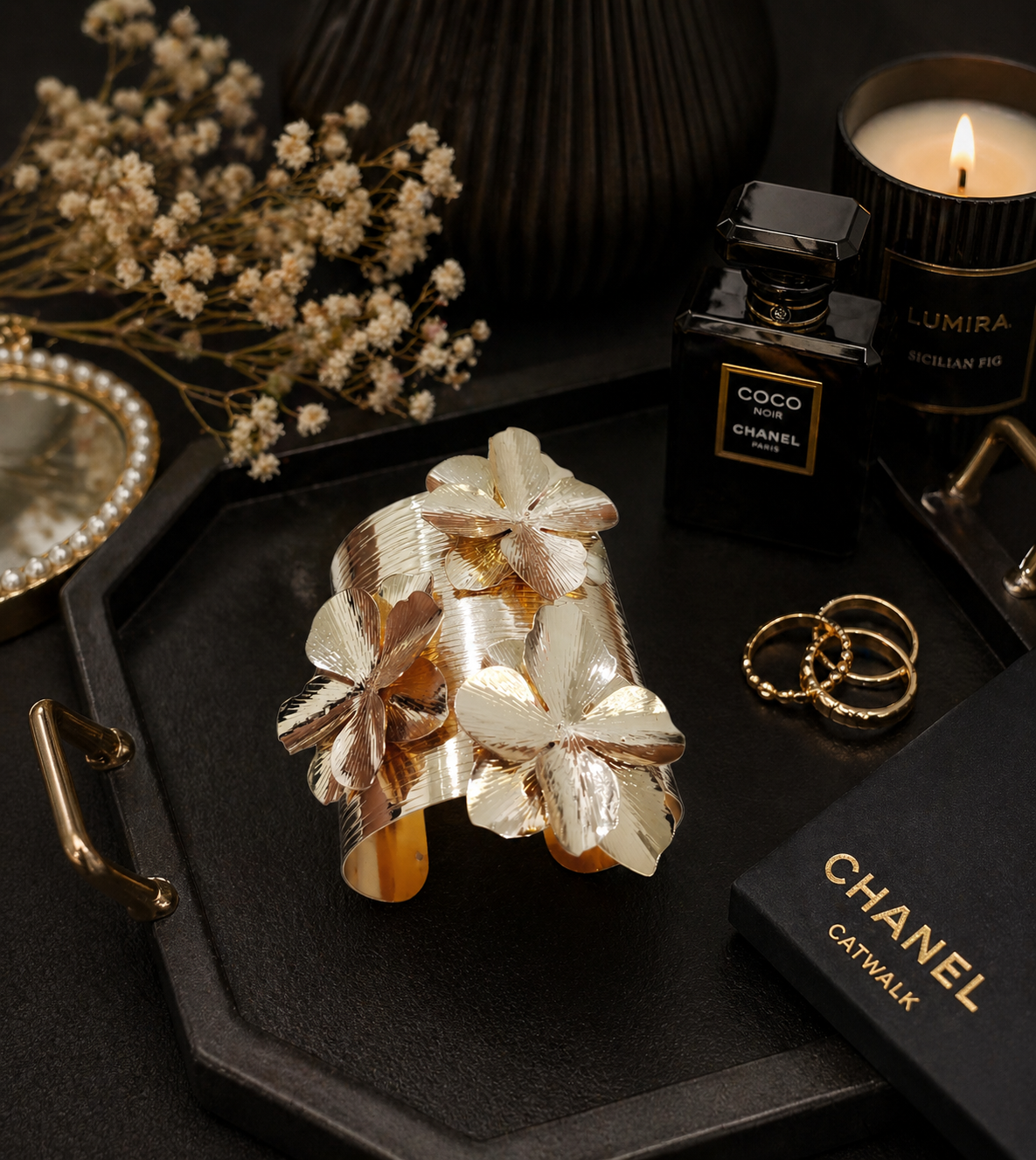 Golden Bloom Statement Hand Cuff