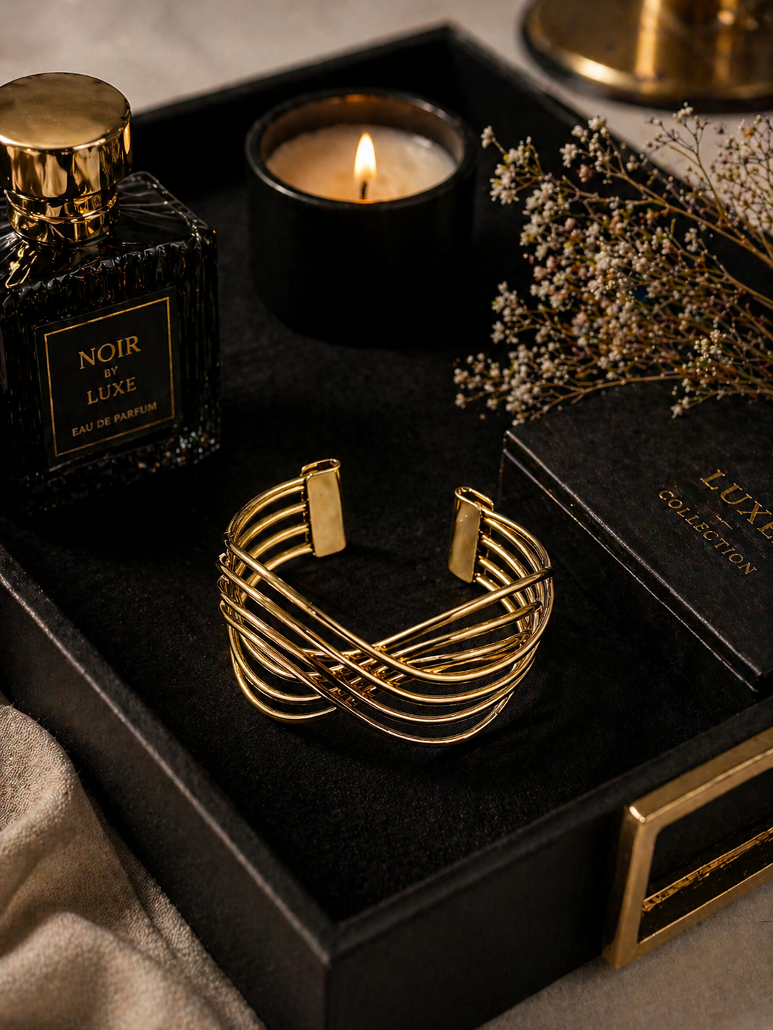 Golden Wave Mesh Cuff