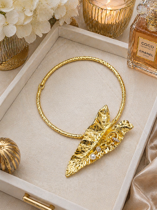 Gold Leaf Statement Necklace