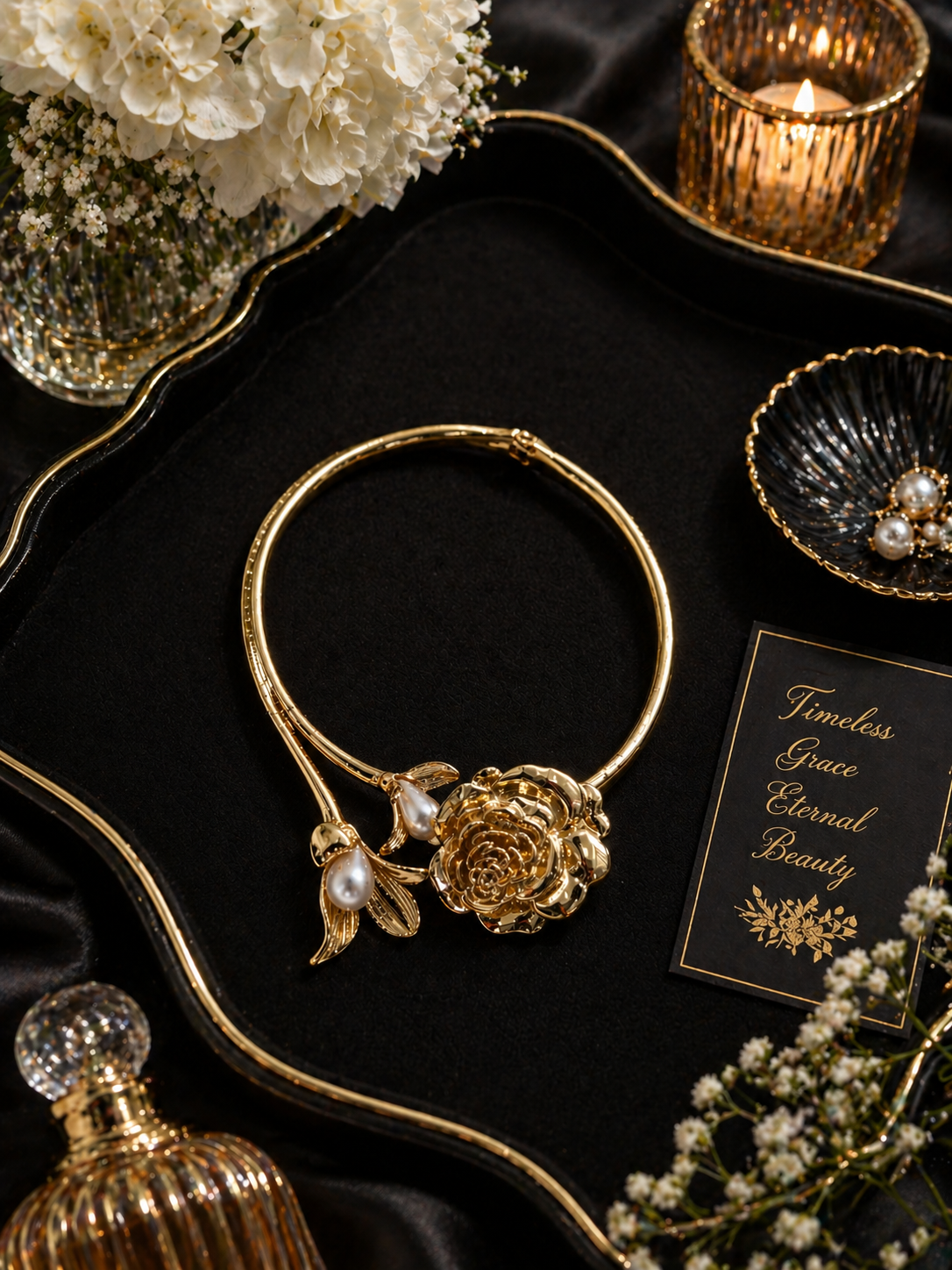 Golden Bloom Pearl Choker