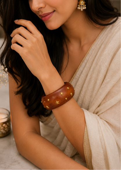 Star Accent Wooden Bangle