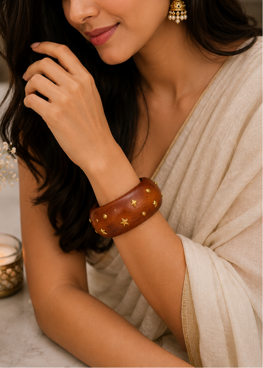Star Accent Wooden Bangle