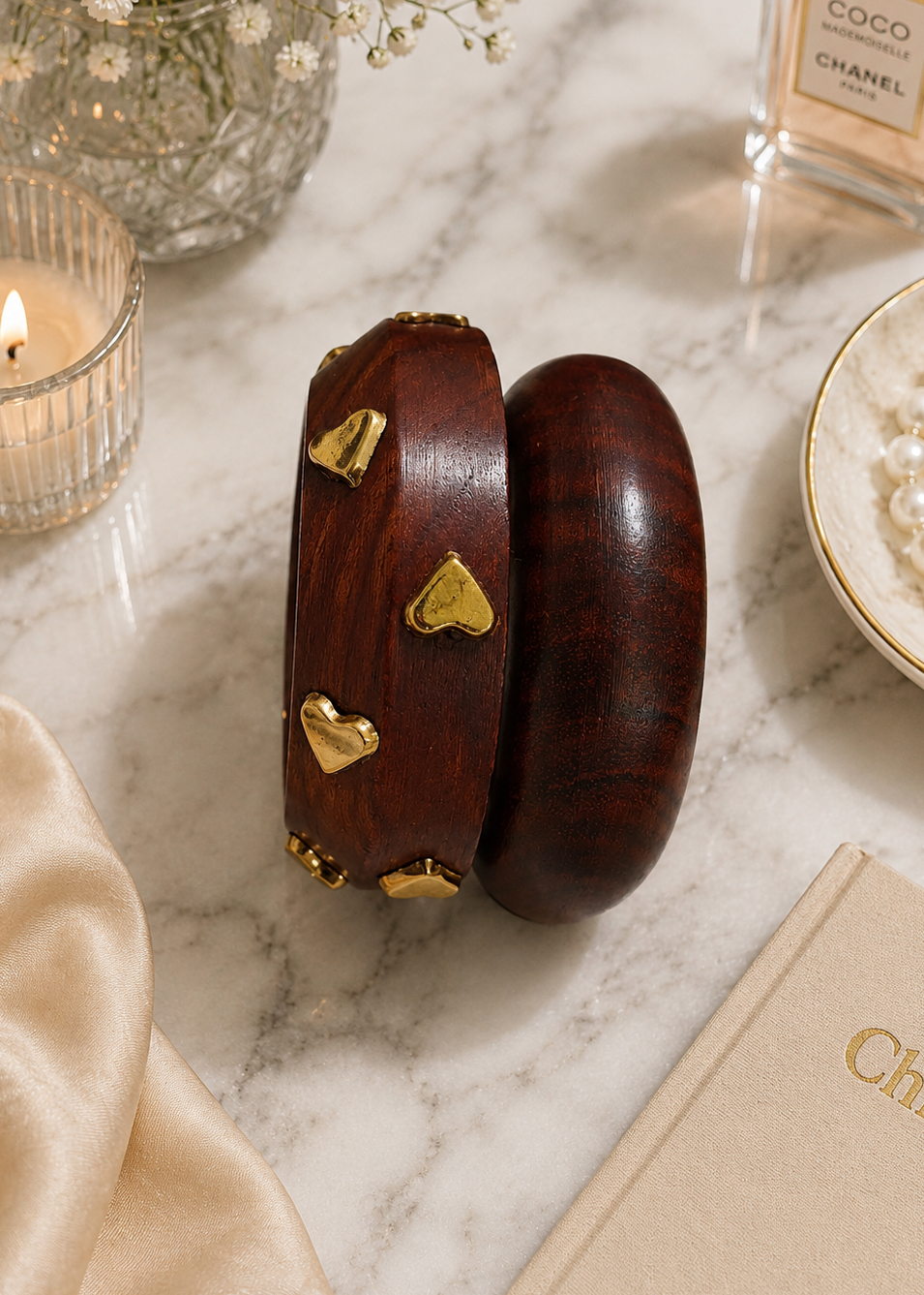 Heart Wooden Bangle Set