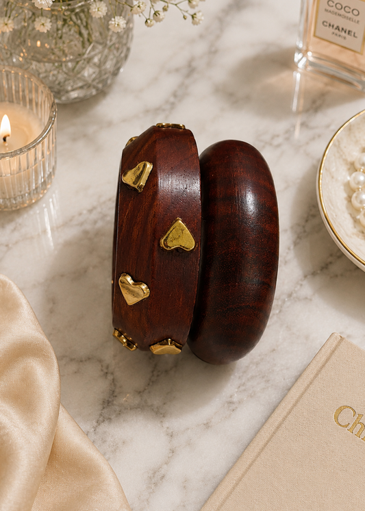Heart Wooden Bangle Set