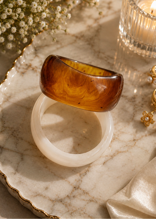 Curved Resin Bangle Set