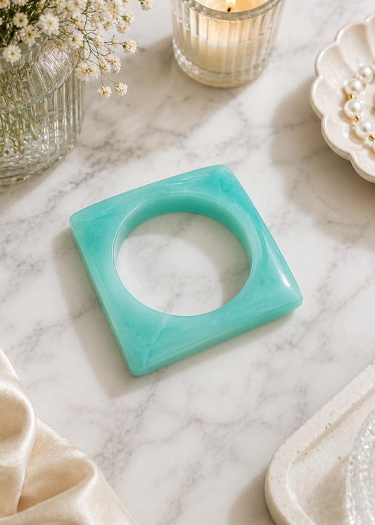 Aqua Square Resin Bangle