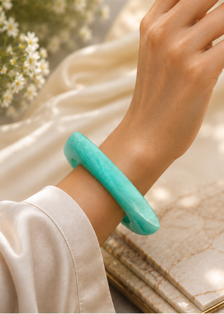 Aqua Square Resin Bangle