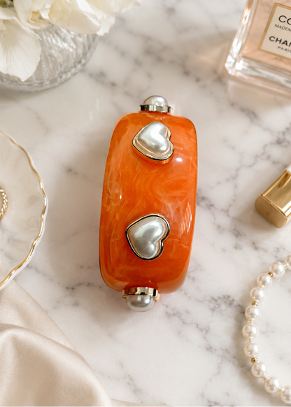 Orange Pearl Heart Bangle
