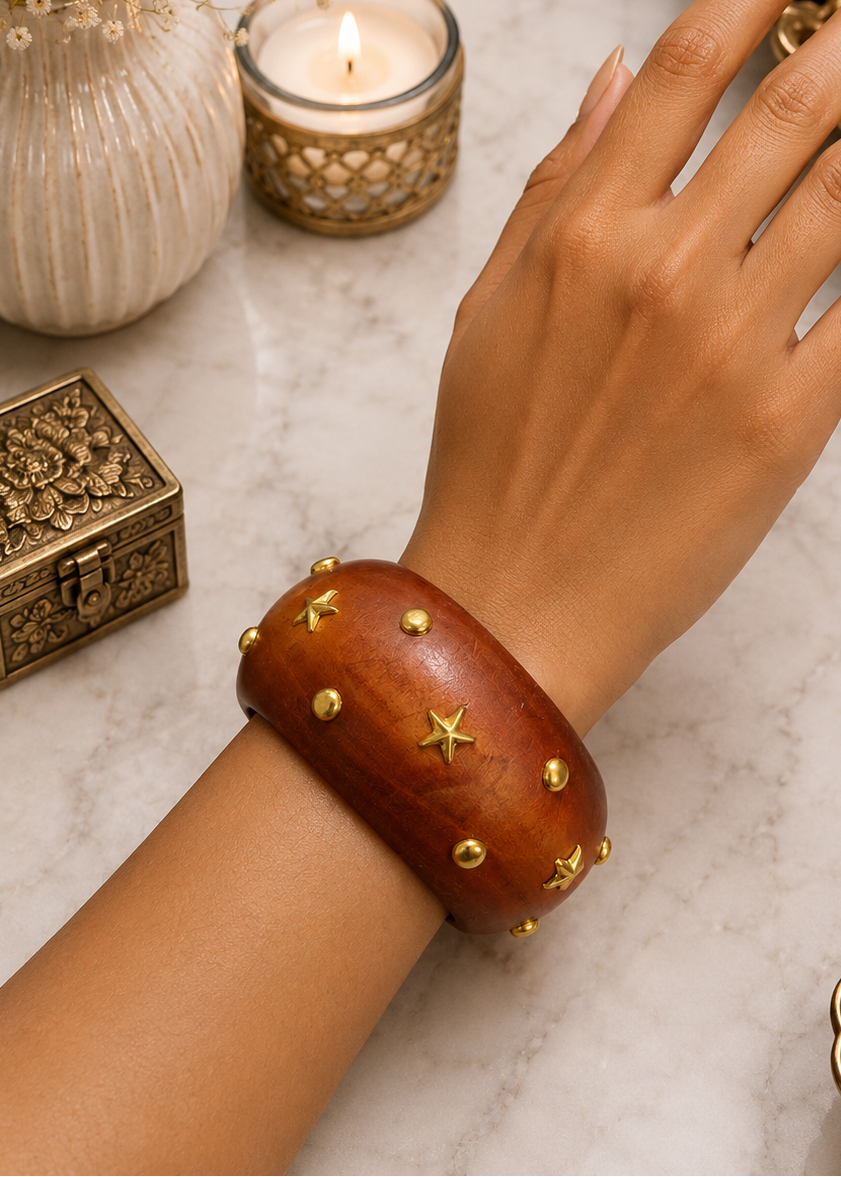 Star Accent Wooden Bangle