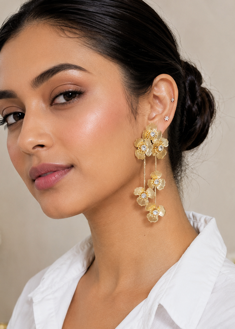 Golden Bloom Cascade Earrings