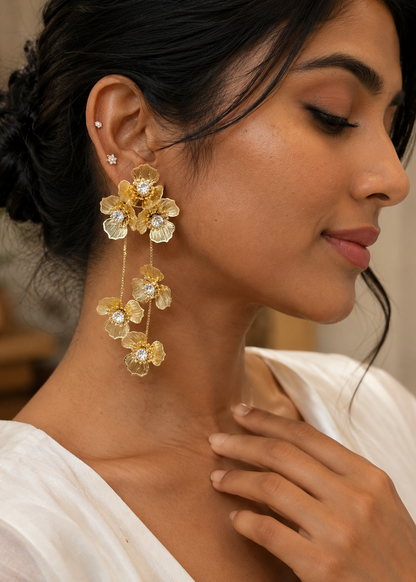 Golden Bloom Cascade Earrings
