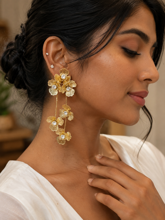 Golden Bloom Cascade Earrings