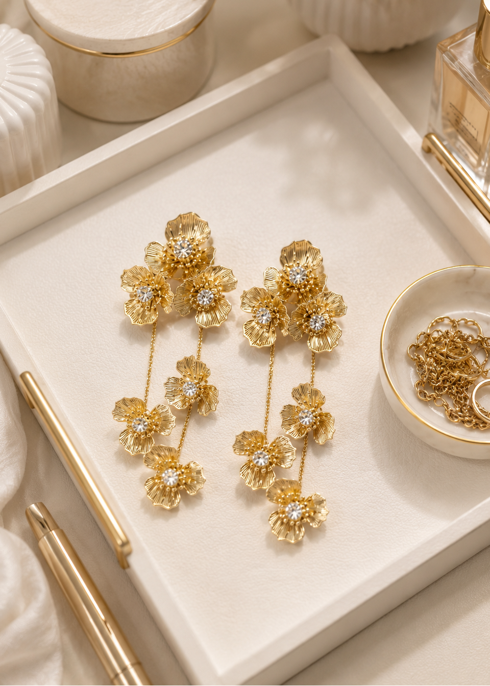 Golden Bloom Cascade Earrings
