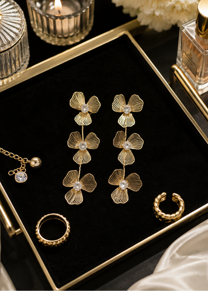 Golden Petal Cascade Earrings