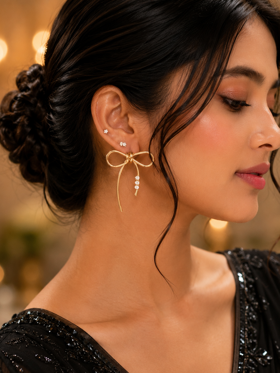 Golden Bow Earrings
