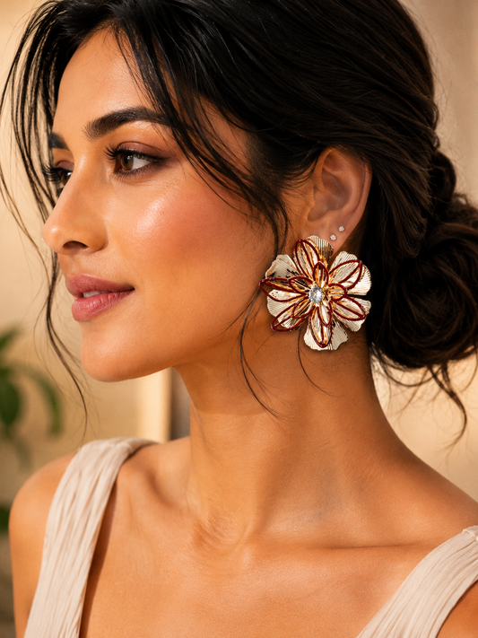 Floral Bloom Statement Earrings