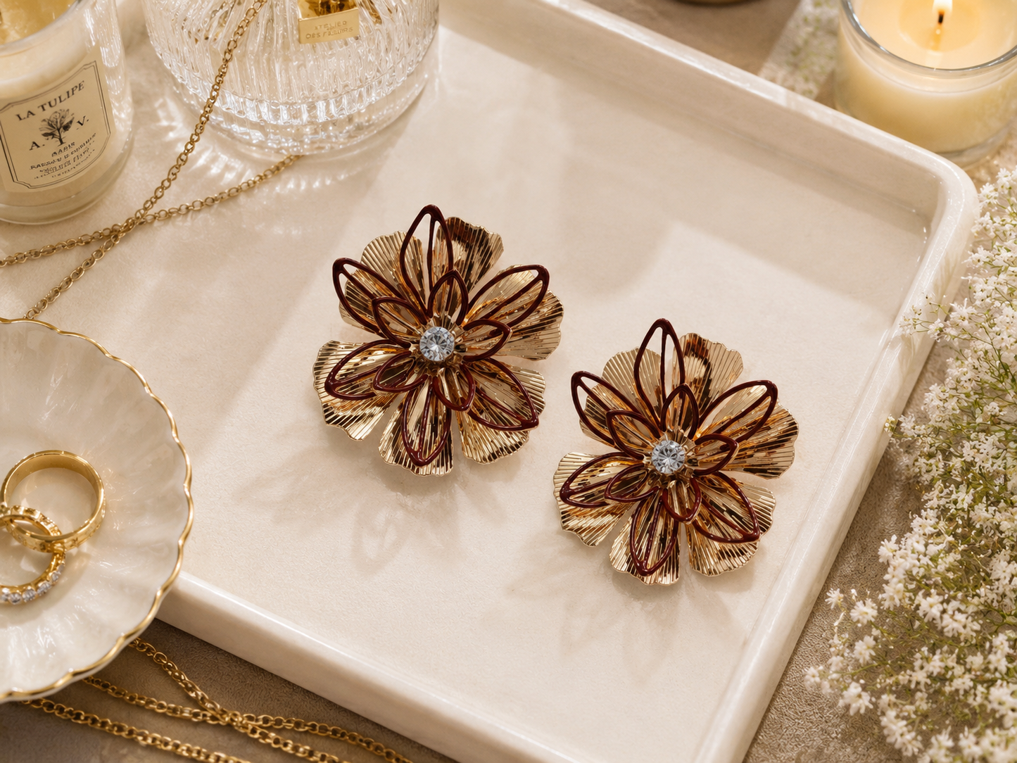 Floral Bloom Statement Earrings