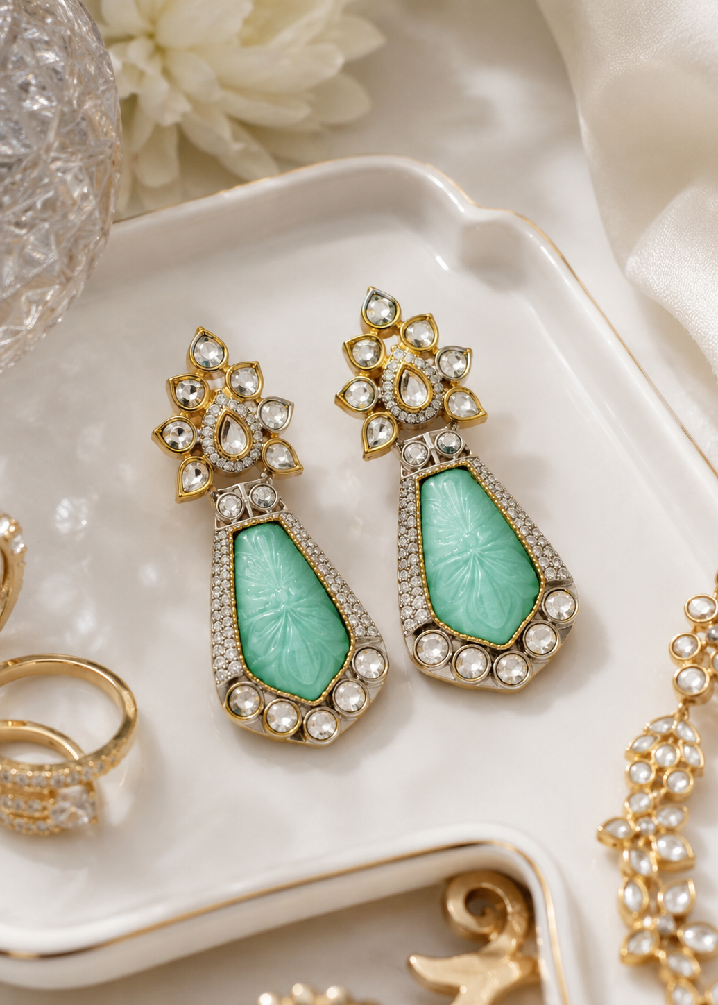 Mint Royale Kundan Drop Earrings