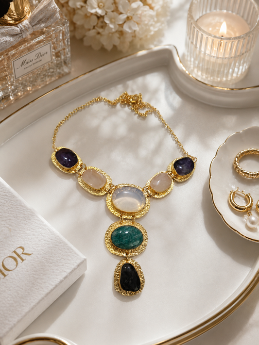 Gold Gems Drop Choker