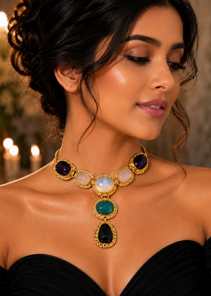 Gold Gems Drop Choker