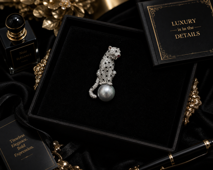 Midnight Panther Pearl Brooch