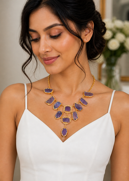 Natural Amethyst Statement Necklace