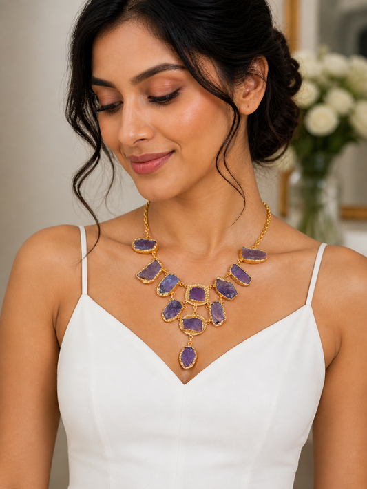 Natural Amethyst Statement Necklace