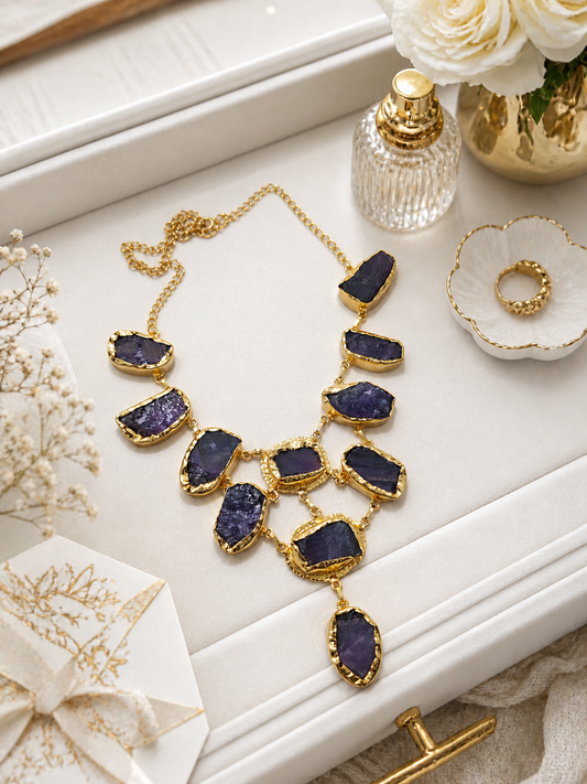 Natural Amethyst Statement Necklace