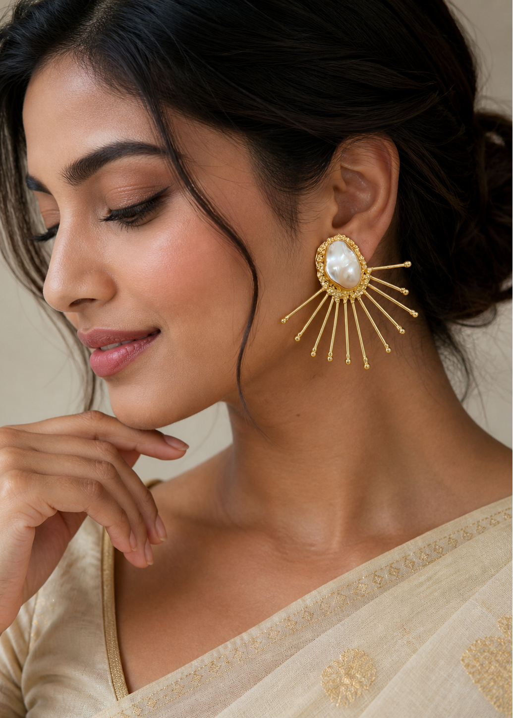 Pearl Radiance Sunburst Earrings