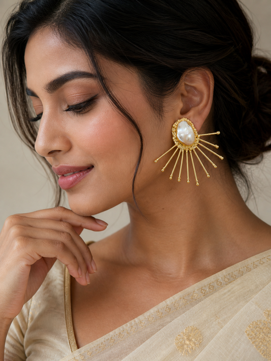 Pearl Radiance Sunburst Earrings