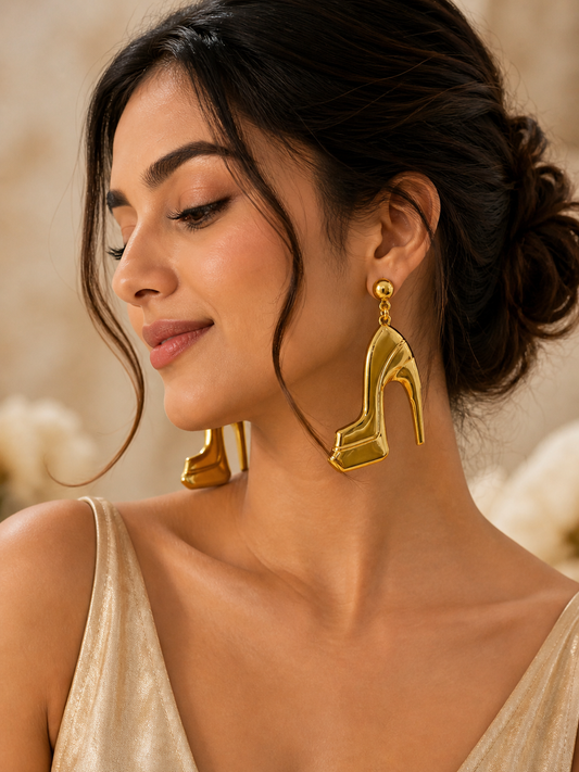 Golden Stiletto Statement Earrings