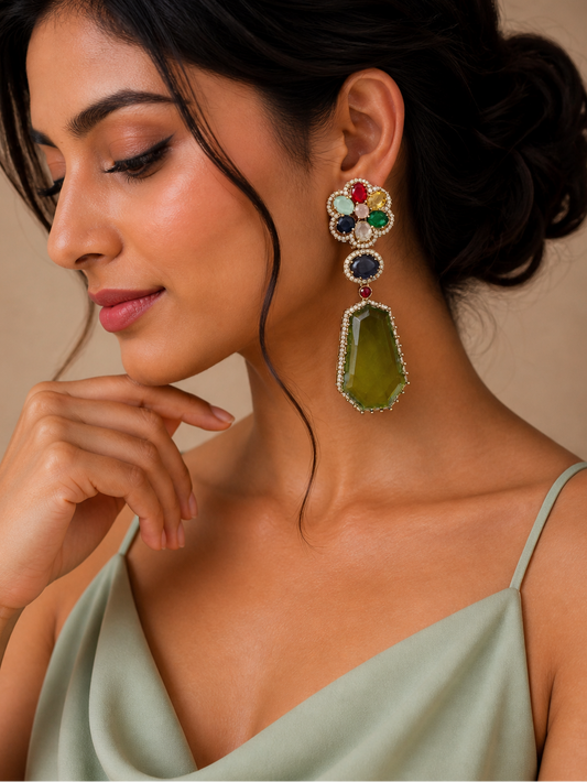Navratna Green Luxe Earrings