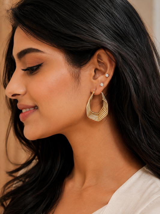 Twirl Gold Hoop Earrings