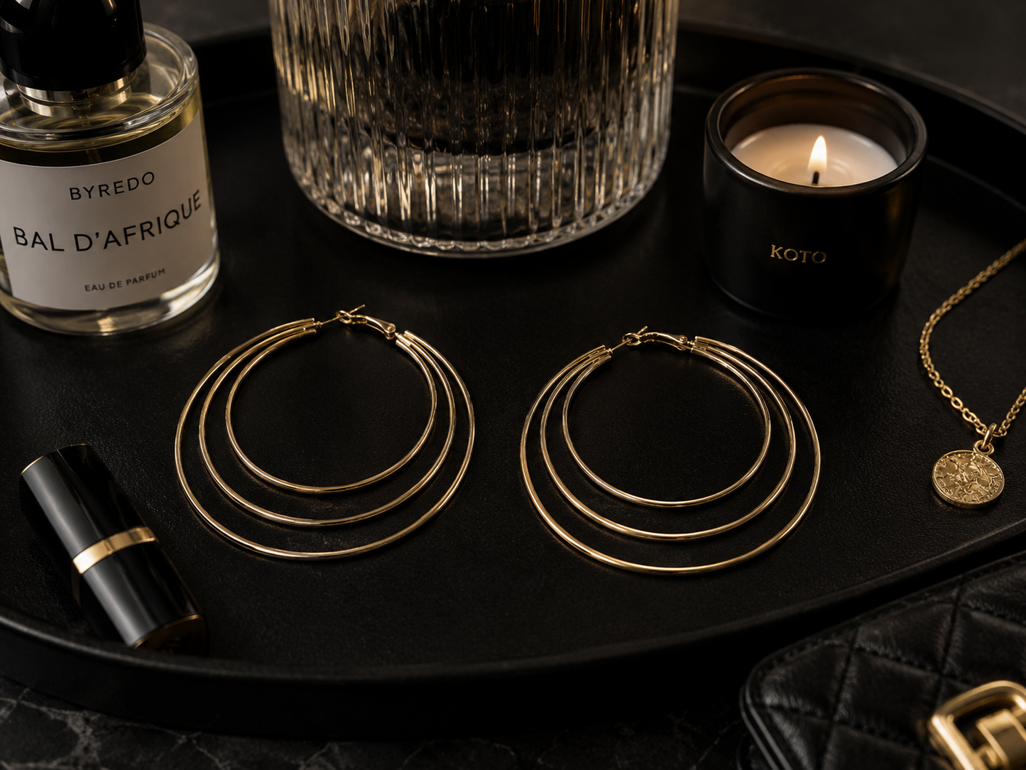 Triple Hoop Gold Earrings