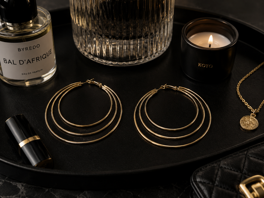 Triple Hoop Gold Earrings