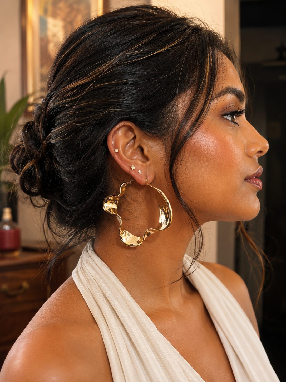 Wave Gold Hoop Earrings