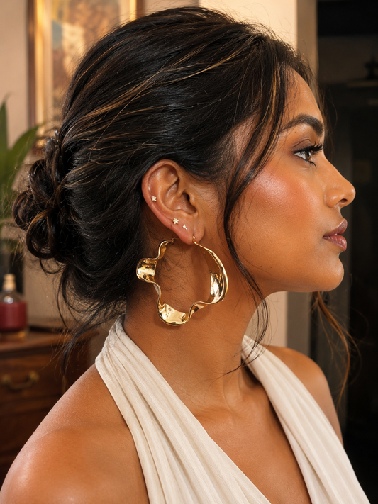 Wave Gold Hoop Earrings