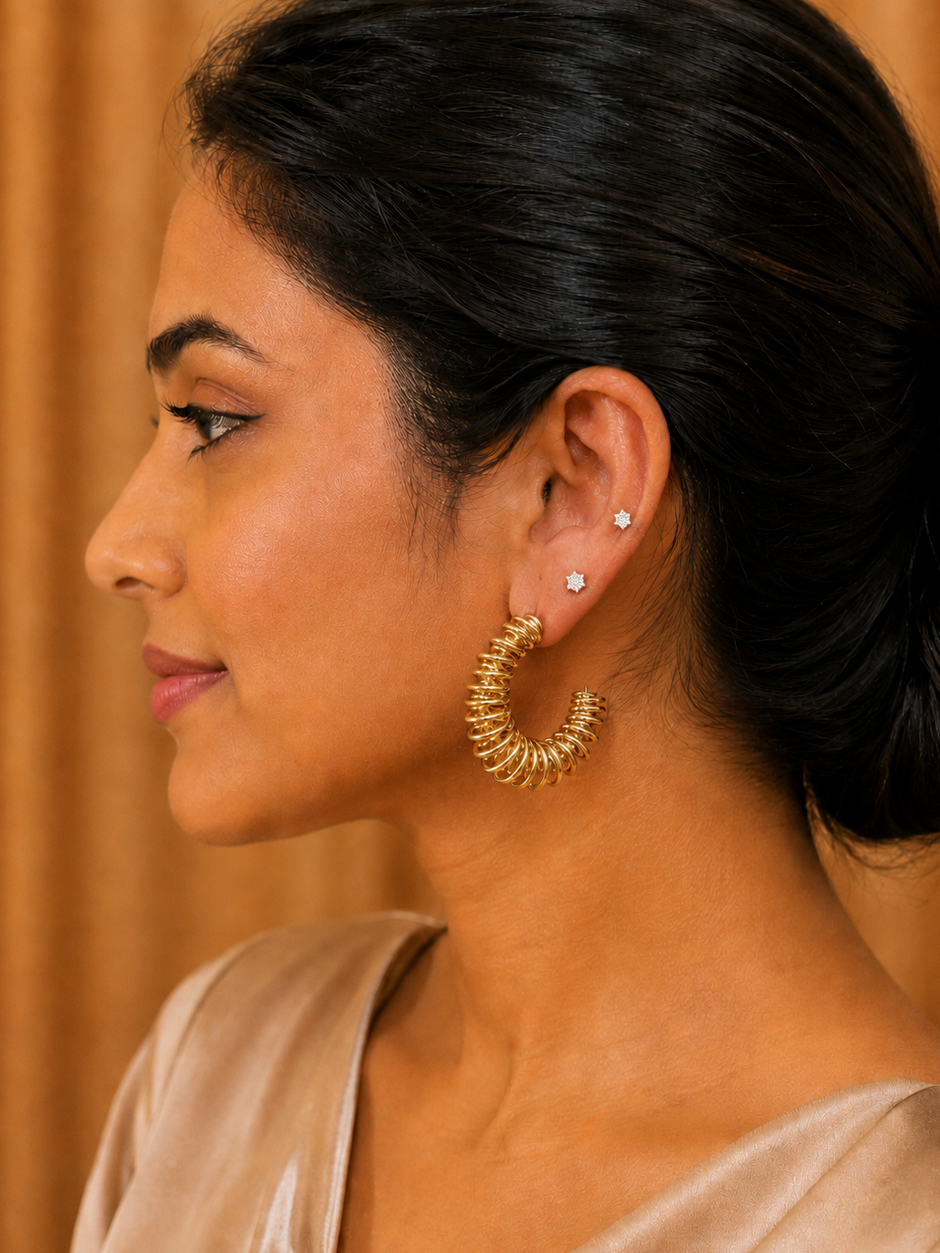 Gold Coil Hoop Earrings