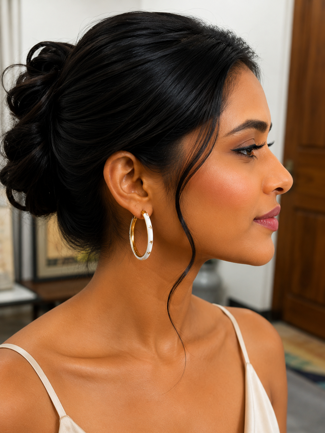 White Hoop Earrings