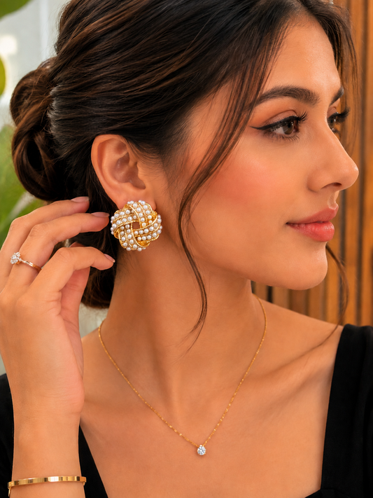Pearl Knot Luxe Studs