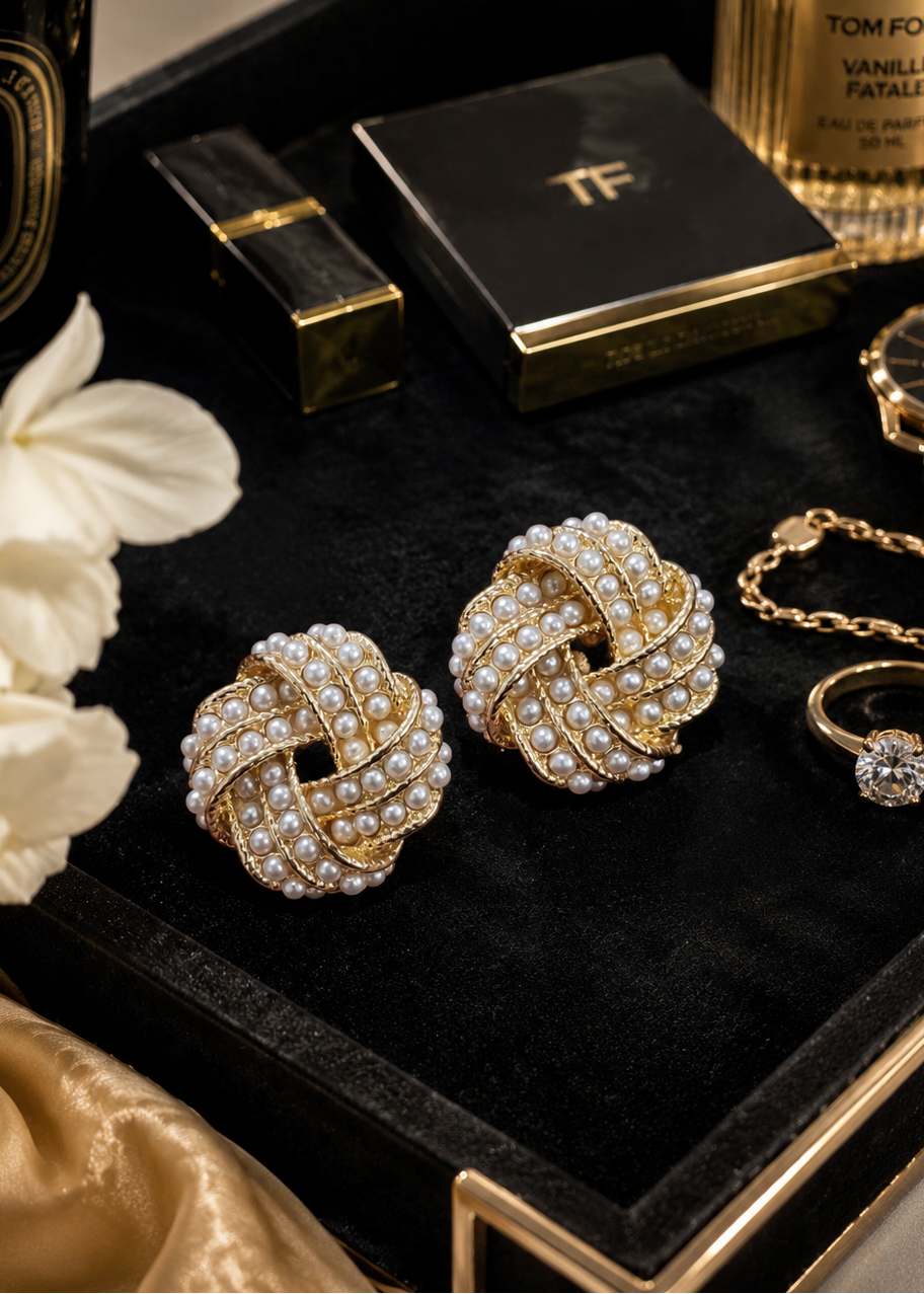 Pearl Knot Luxe Studs